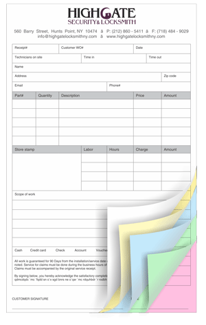 5 Part Carbonless NCR Forms Printing